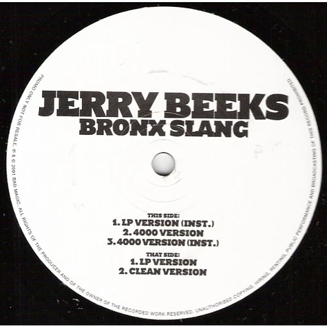 Jerry Beeks - Bronx Slang