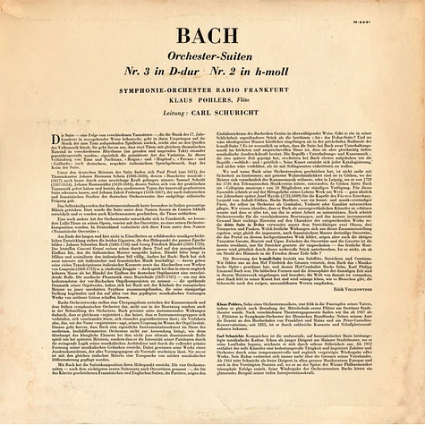 Johann Sebastian Bach, Klaus Pohlers, Radio-Sinfonie-Orchester Frankfurt · Carl Schuricht - Orchester Suiten, Nr. 2 In H-Moll Und Nr. 3 In D-Dur