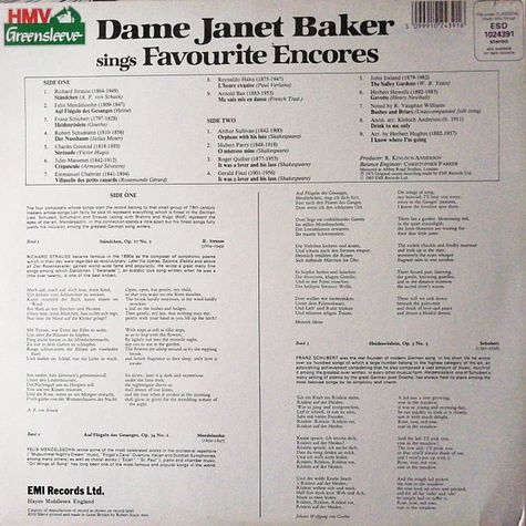 Janet Baker, Gerald Moore - Dame Janet Baker Sings Favourite Encores