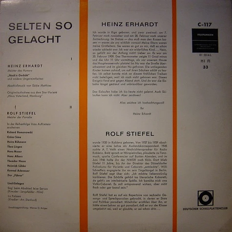 Heinz Erhardt, Rolf Stiefel - Selten So Gelacht