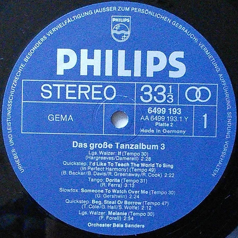 Orchester Béla Sanders - Das Große Tanzalbum 3