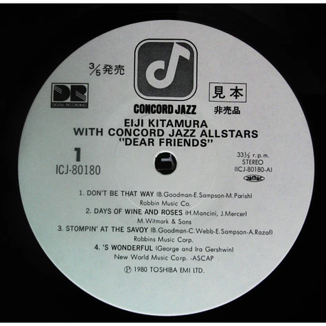 Eiji Kitamura With Concord Jazz All Stars - Dear Friends