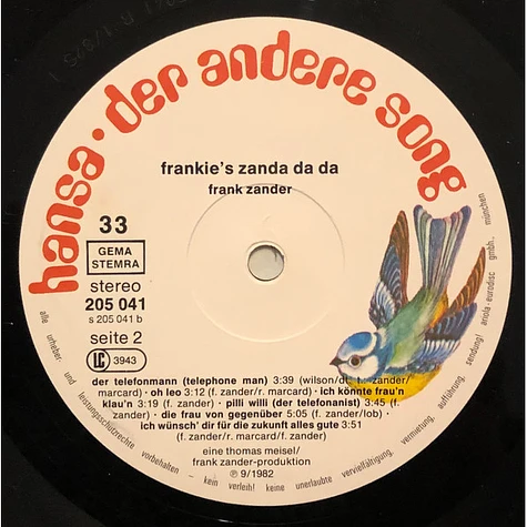 Frank Zander - Frankie's Zanda Da Da