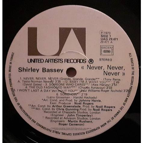 Shirley Bassey - Never Never Never