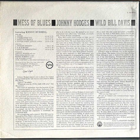 Johnny Hodges, Wild Bill Davis - Mess Of Blues