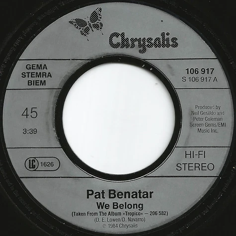 Pat Benatar - We Belong