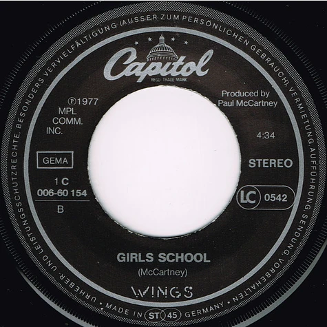 Wings - Mull Of Kintyre / Girls' School