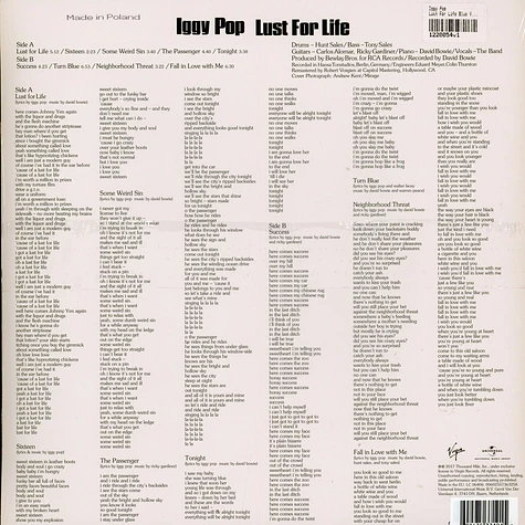 Iggy Pop - Lust For Life Blue Vinyl Edition