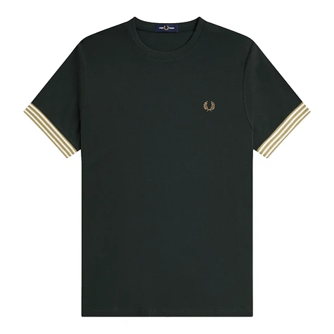 【FRED PERRY】 ★ Stripe Cuff T-Shirt ★ Night Green Striped Cuff T-Shirt - Night Green | Men's T-Shirts