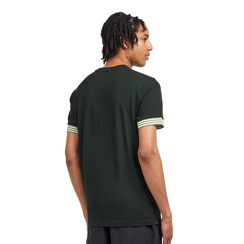 【FRED PERRY】 ★ Stripe Cuff T-Shirt ★ Night Green Striped Cuff T-Shirt - Night Green | Men's T-Shirts