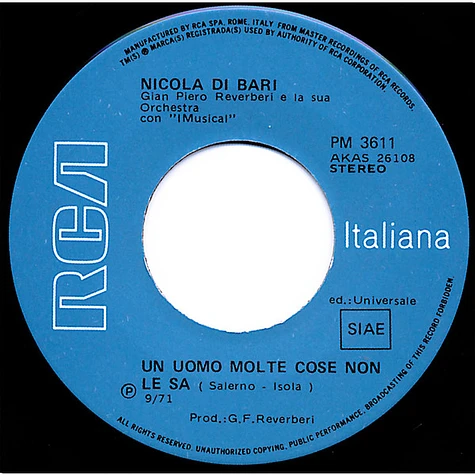 Nicola Di Bari - Un Uomo Molte Cose Non Le Sa / Sogno Di Primavera