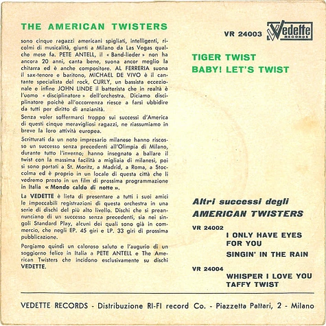 American Twisters - Tiger Twist / Baby! Let's Twist