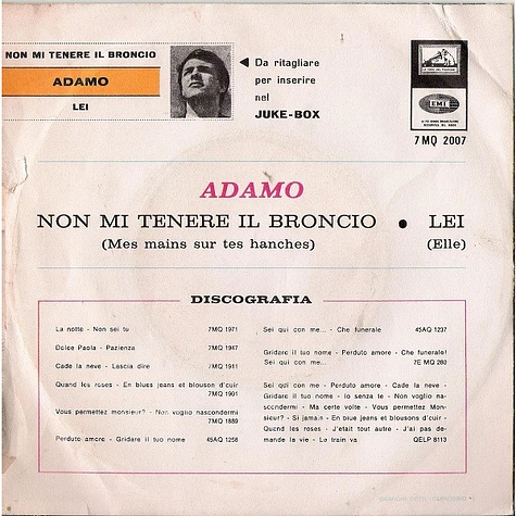 Adamo - Non Mi Tenere Il Broncio / Lei