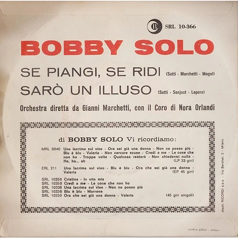 Bobby Solo - Se Piangi, Se Ridi