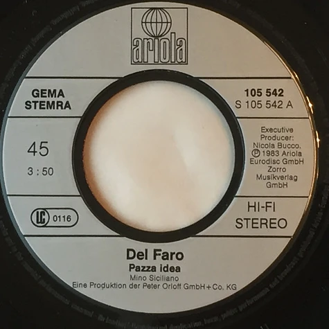 Del Faro - Pazza Idea / Sempre Tu