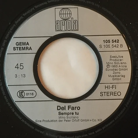 Del Faro - Pazza Idea / Sempre Tu