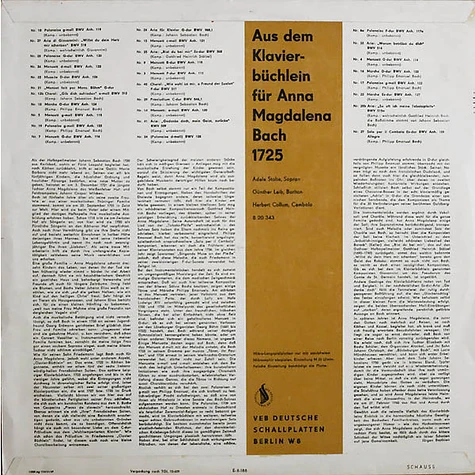 Carl Philipp Emanuel Bach, Johann Sebastian Bach, Gottfried Heinrich Stölzel, Adele Stolte, Günther Leib, Herbert Collum - Willst Du Dein Herz Mir Schenken (Aus Dem Klavierbüchlein Für Anna Magdalena Bach 1725)