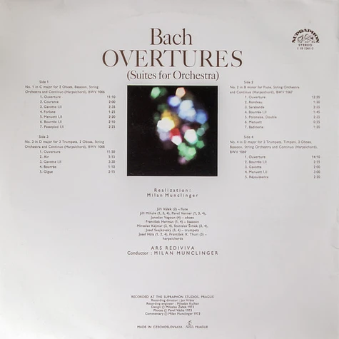 Johann Sebastian Bach, Ars Rediviva Ensemble, Milan Munclinger - Overtures ( Suites For Orchestra )