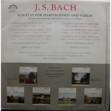 Johann Sebastian Bach / Josef Suk, Zuzana Růžičková - Sonatas For Harpsichord And Violin