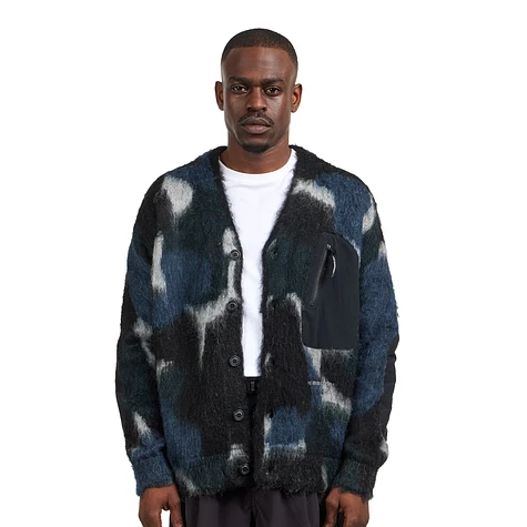 and wander - Mix Color Shaggy Knit Cardigan (Black Mix) | HHV