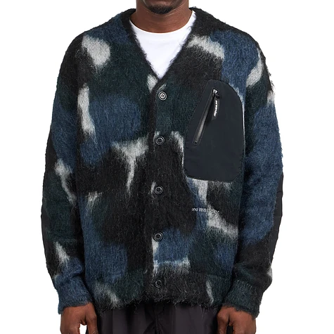 and wander - Mix Color Shaggy Knit Cardigan (Black Mix) | HHV