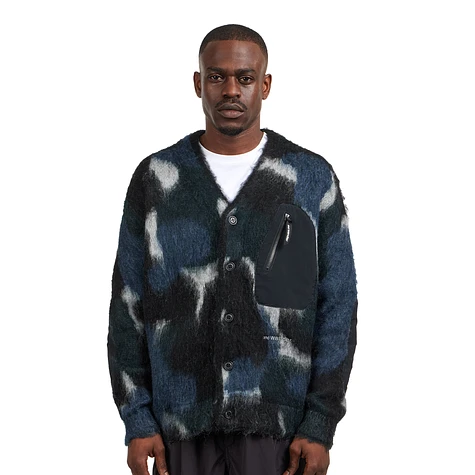 and wander - Mix Color Shaggy Knit Cardigan (Black Mix) | HHV