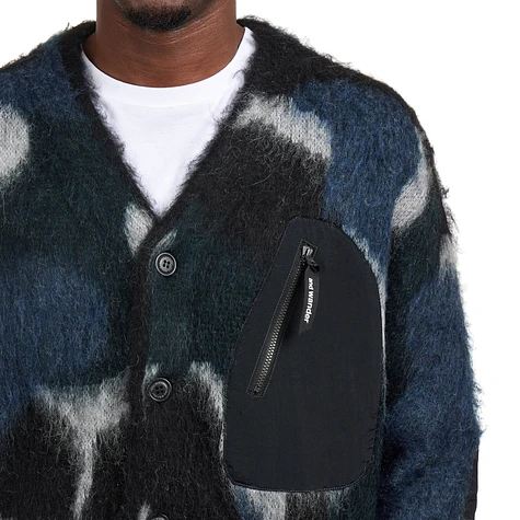 and wander - Mix Color Shaggy Knit Cardigan (Black Mix) | HHV