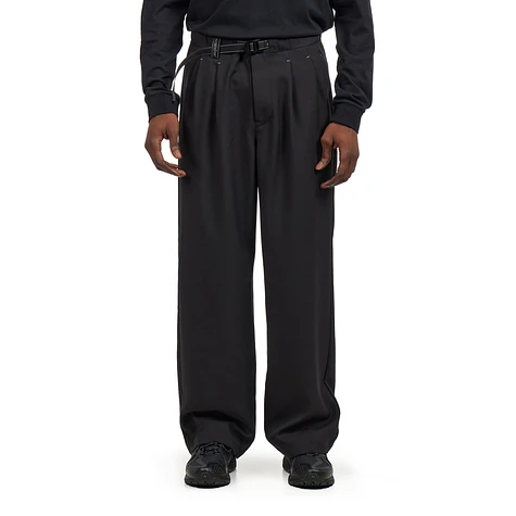 and wander - PE Melange Twill Wide Pants (Black) | HHV