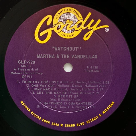 Martha Reeves & The Vandellas - Watchout!