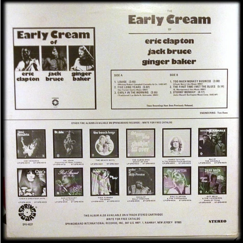 Eric Clapton / Jack Bruce / Ginger Baker - The Early Cream Of Eric Clapton, Jack Bruce & Ginger Baker