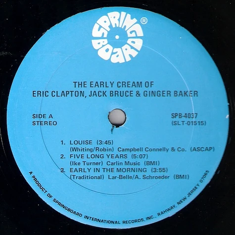 Eric Clapton / Jack Bruce / Ginger Baker - The Early Cream Of Eric Clapton, Jack Bruce & Ginger Baker