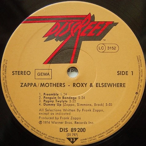 Frank Zappa / The Mothers - Roxy & Elsewhere