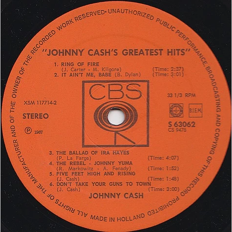 Johnny Cash - Johnny Cash's Greatest Hits Volume 1