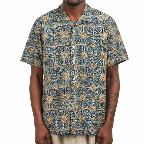 Beams Plus - Open Collar Block Print Flower