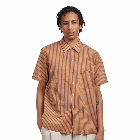 Beams Plus - Open Collar Bumpy Stripe (Orange) | HHV