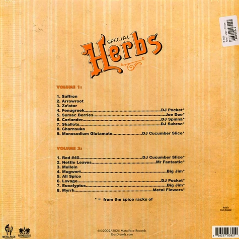 MF DOOM - Metal Fingers Presents: Special Herbs Volume 1 & 2 Mustard Yellow Vinyl Edition