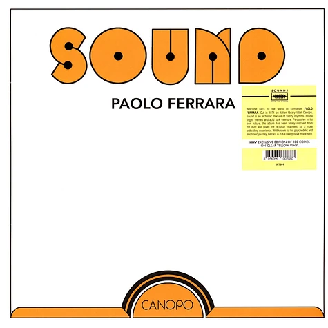 Paolo Ferrara - Sound HHV Exclusive Clear Yellow Vinyl Edition