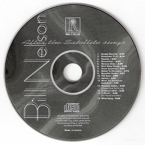 Bill Nelson - After The Satellite Sings - CD - 1995 - UK