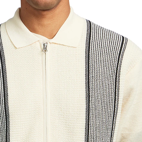 Beams Plus - Zip Knit Polo Stripe (Off White) | HHV