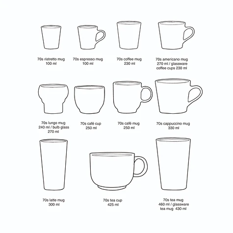 HKLIVING - 70s Ceramics: Café Cups (Set of 4)