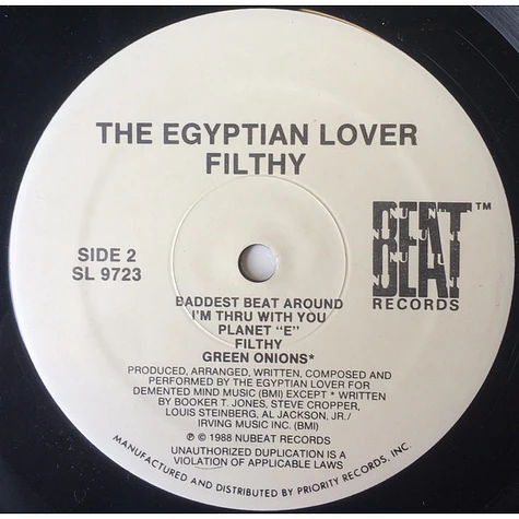 洋楽 EGYPTIAN LOVER/FILTHY (US LP) Egyptian Lover - Filthy - Vinyl LP - 1988 - US - Original | HHV