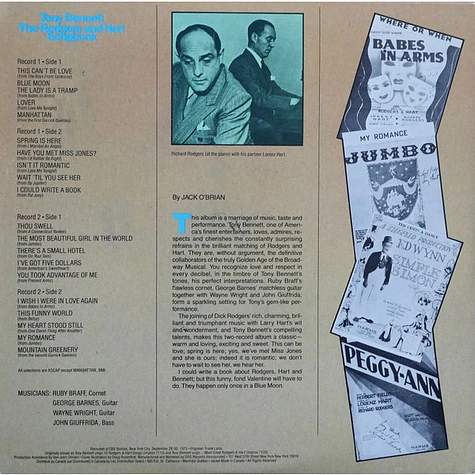 Tony Bennett With Ruby Braff / George Barnes Quartet - The Rodgers And Hart Songbook