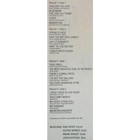 Tony Bennett With Ruby Braff / George Barnes Quartet - The Rodgers And Hart Songbook