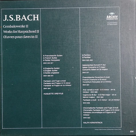Johann Sebastian Bach - Cembalowerke / Works For Harpsichord