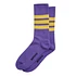 Fine Pile Striped Crew Socks (Purple / Yellow)
