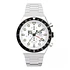 Q Timex 3 Time Zone Chronograph Watch (Sst Case / White Dial / Sst Bracelet)