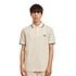 Twin Tipped Fred Perry Polo Shirt (Ecru / Court Blue / Oxblood)