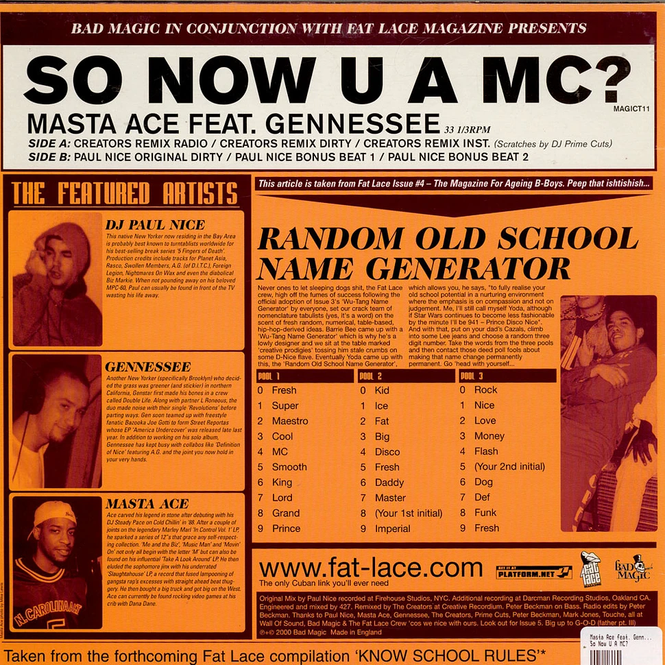 Masta Ace feat. Gennessee - So Now U A MC?