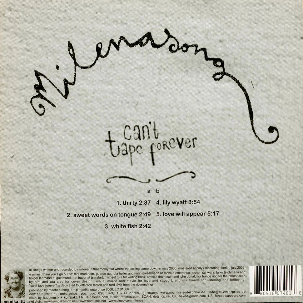 Milenasong - Can't Tape Forever