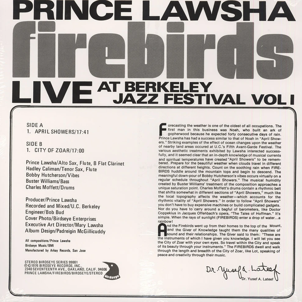 Prince Lawsha - Firebirds Live At Berkeley Jazz Festival Volume 1